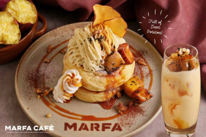 横浜モアーズ3F『MARFA CAFE』から、さつまいも尽くしのパンケーキとシェイクが9/16より登場！